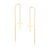 Cercei argint lungi placati cu aur galben cu lantisor si cruciulite DiAmanti  Z1862EPG-DIA
